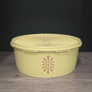 Vintage Tuppeware Yellow Servalier Food Storage Container 1204 and 1205
